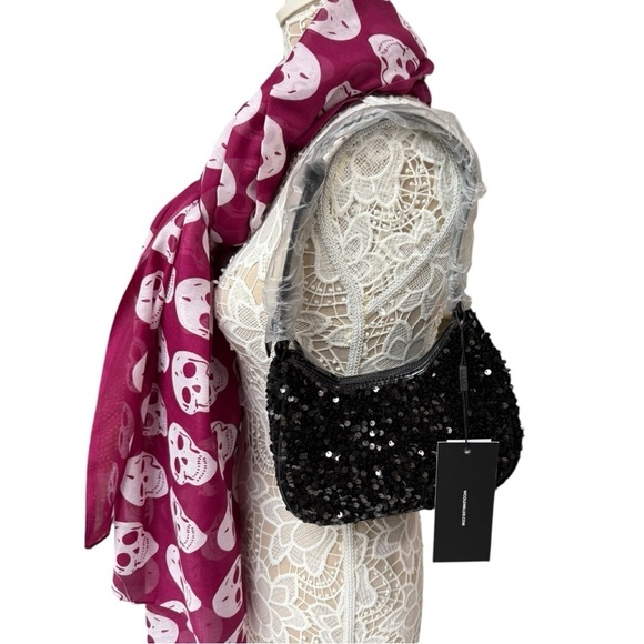 Nicole Miller Black Sequin Shoulder Bag Evening Purse - Picture 10 of 10